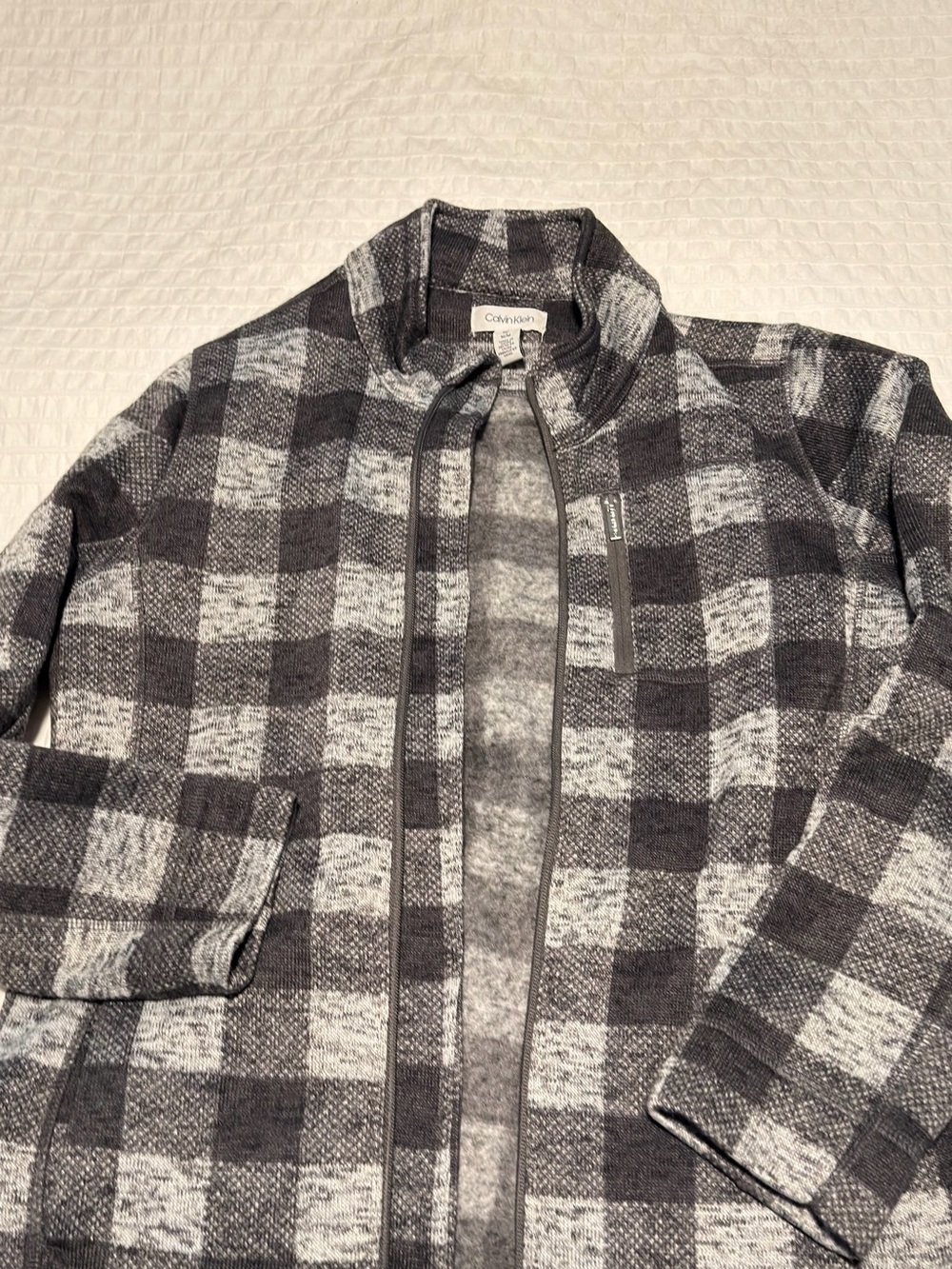 Calvin Klein women’s Gray Plaid Zip-Front Jacket